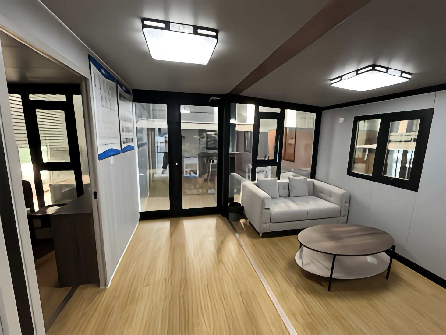 Black 20FT Expandable Container Home with 3-Wheel Trailer