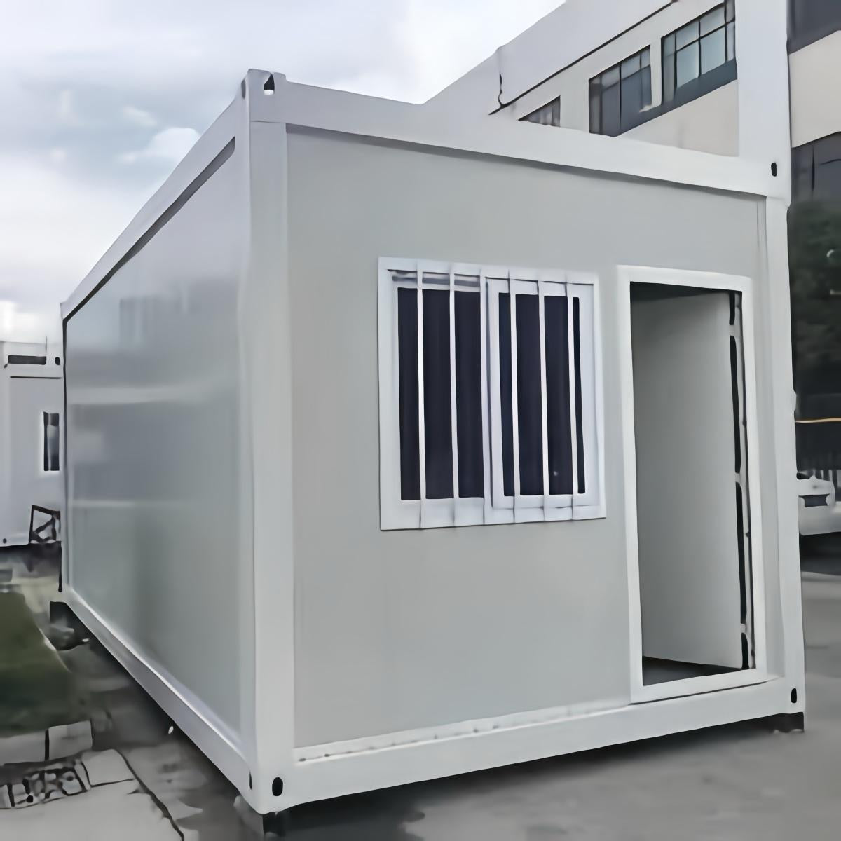 White Container Home with Eco-Friendly Living Solution